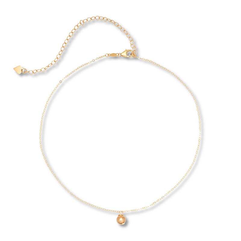Main Image 1 of Dangling Bead Choker Necklace 10K Yellow Gold 16&quot;
