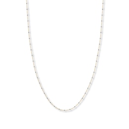 Beaded Cable Chain Necklace Solid 14K Two-Tone Gold 16"
