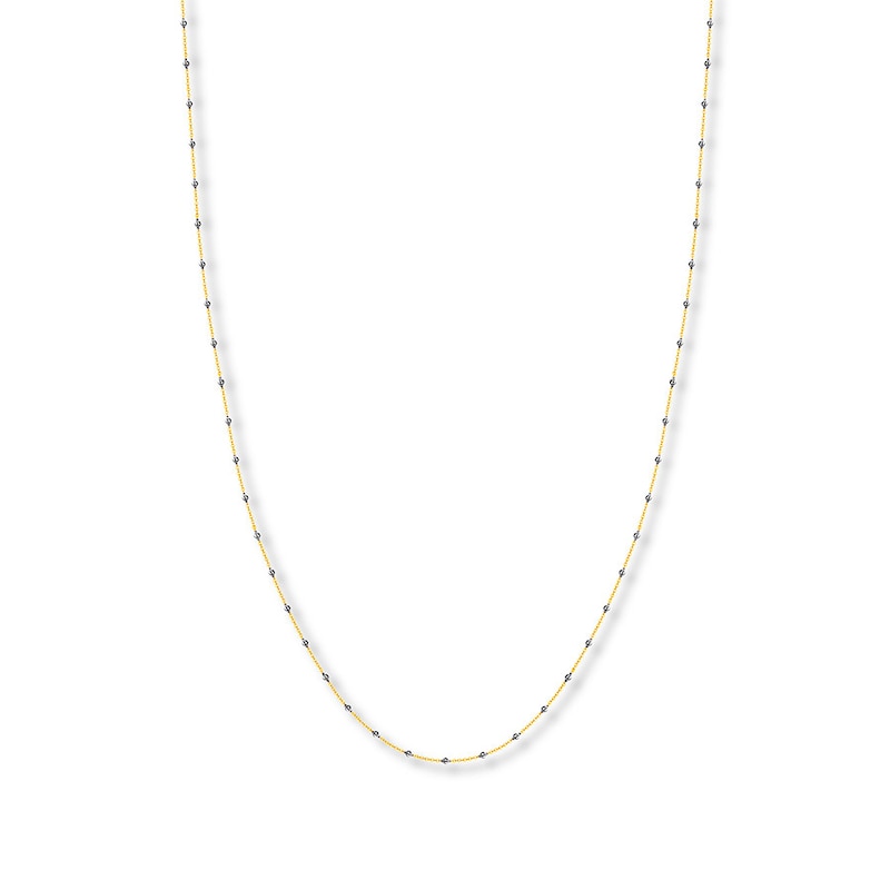 Main Image 1 of Beaded Cable Chain Necklace Solid 14K Two-Tone Gold 18&quot;