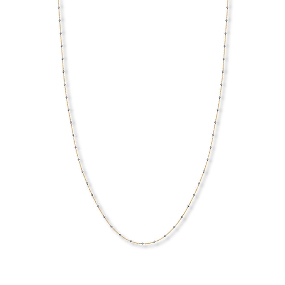 Beaded Cable Chain Necklace Solid 14K Two-Tone Gold 20"