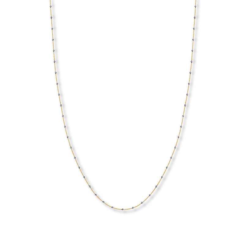 Main Image 1 of Beaded Cable Chain Necklace Solid 14K Two-Tone Gold 20&quot;