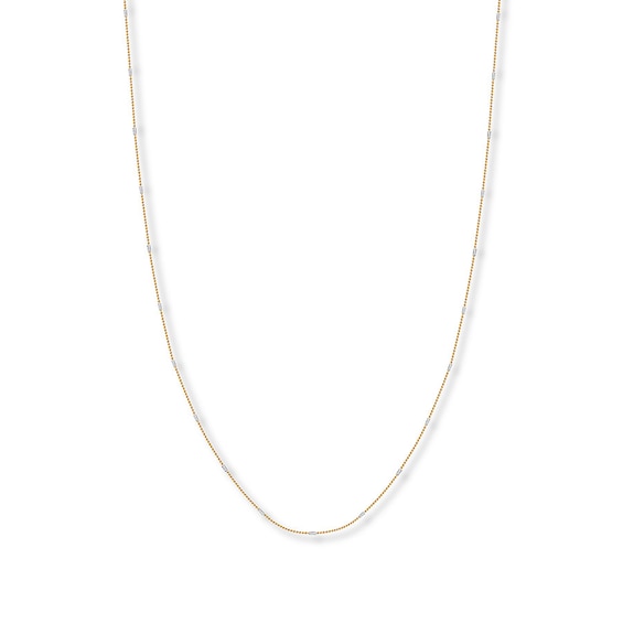 Solid Ball Chain Necklace 14K Two-Tone Gold 16"