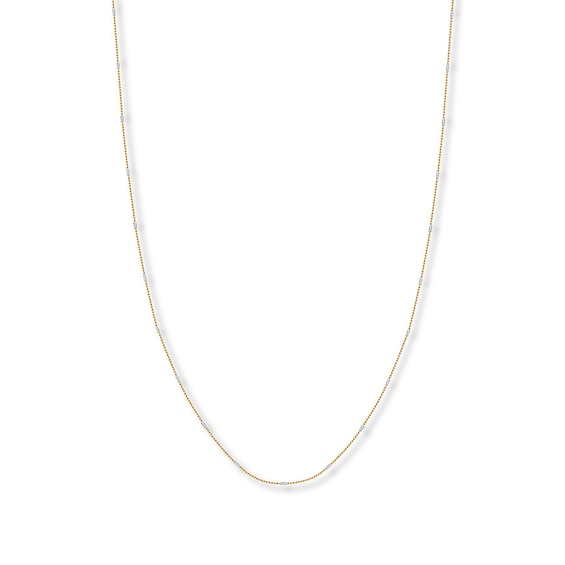 Ball Chain Necklace Solid 14K Two-Tone Gold 16"