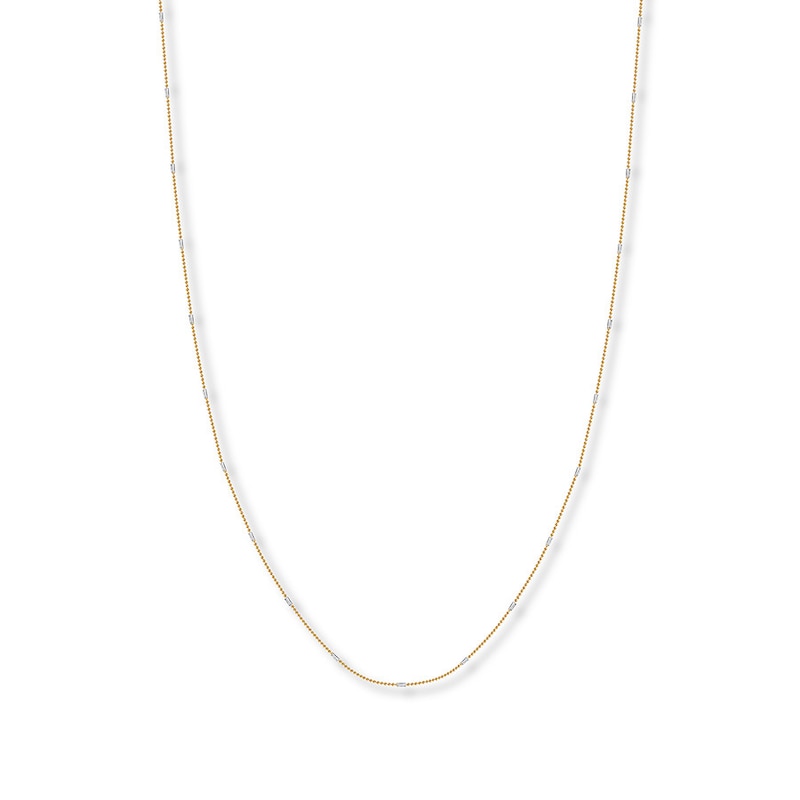 Solid Ball Chain Necklace 14K Two-Tone Gold 16"
