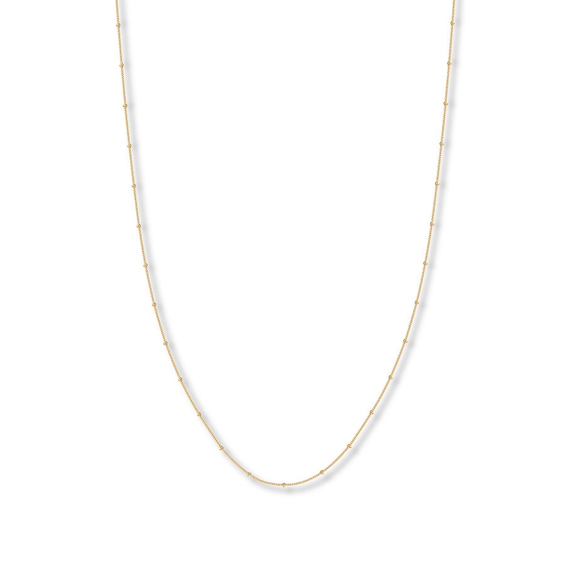 Main Image 1 of Beaded Curb Chain Necklace Solid 14K Yellow Gold 18&quot;