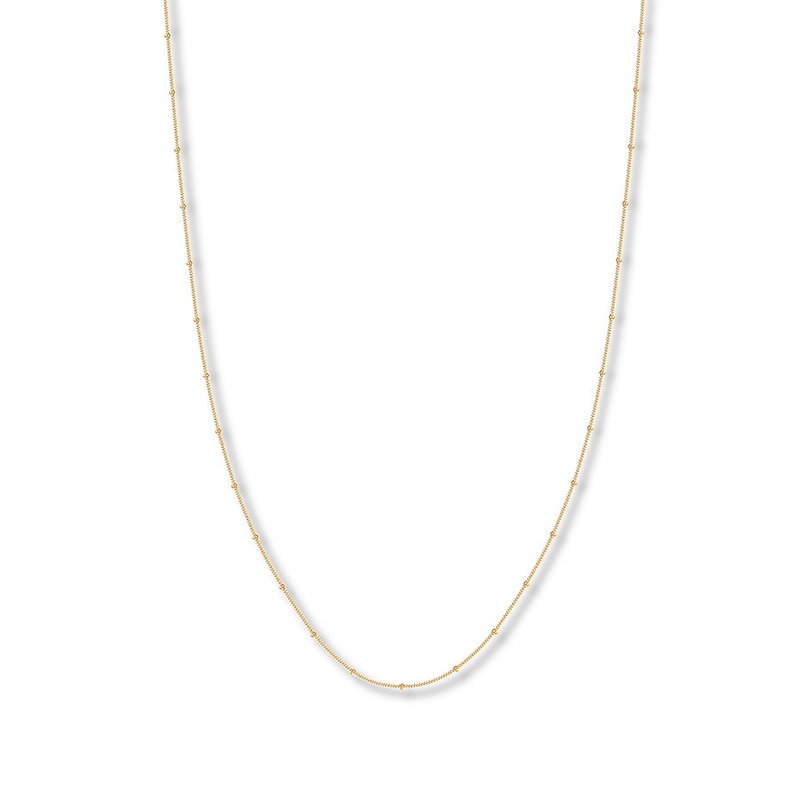 Main Image 1 of Beaded Curb Chain Necklace Solid 14K Yellow Gold 20&quot;
