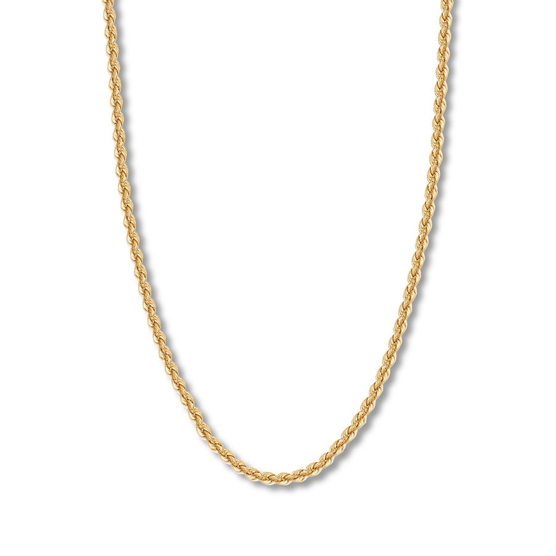 Main Image 1 of Rope Chain Hollow 14K Yellow Gold 24&quot;