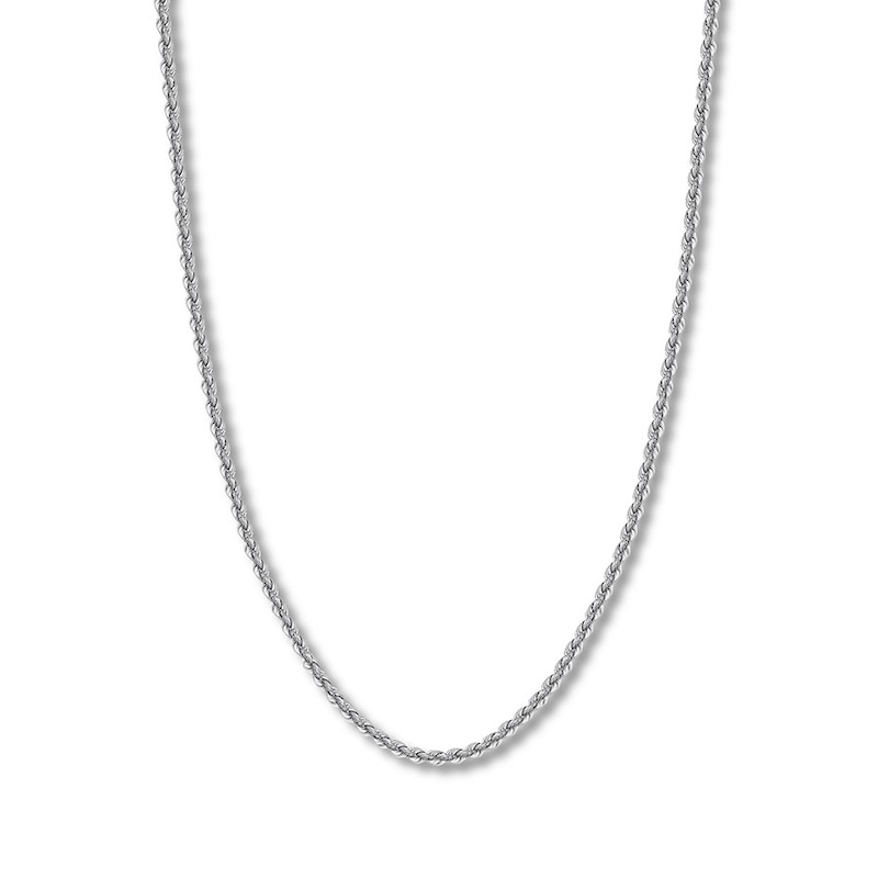 Main Image 1 of Rope Chain Hollow 14K White Gold 20&quot;