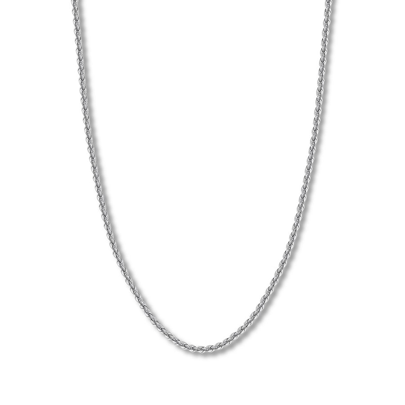 Main Image 1 of Rope Chain Hollow 14K White Gold 22&quot;