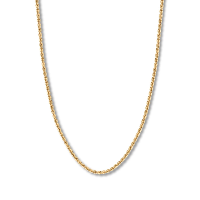 Main Image 1 of Rope Chain Hollow 14K Yellow Gold 24&quot;