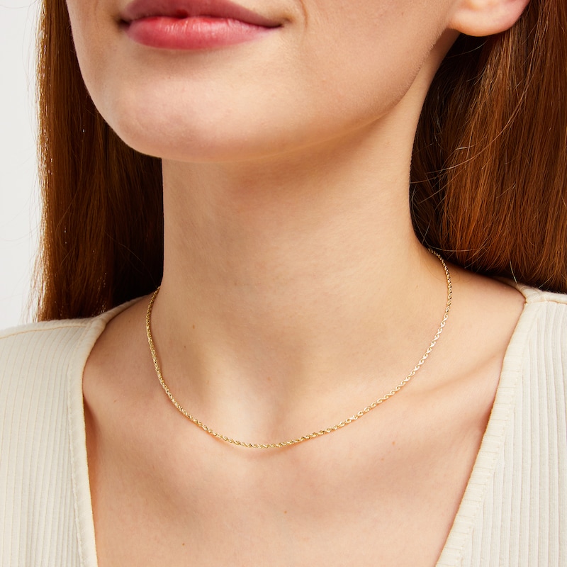 Textured Solid Rope Chain 14K Yellow Gold 16"