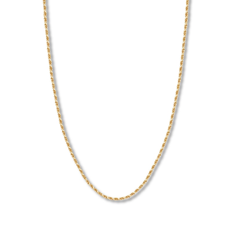 Main Image 1 of 20&quot; Textured Rope Chain Solid 14K Yellow Gold
