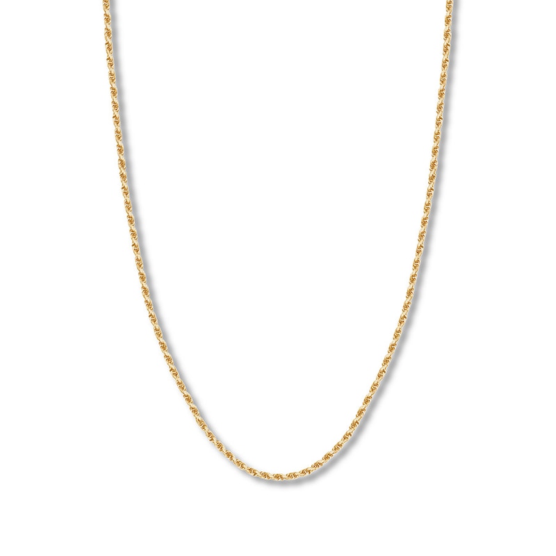 Main Image 1 of 24&quot; Textured Rope Chain Solid 14K Yellow Gold