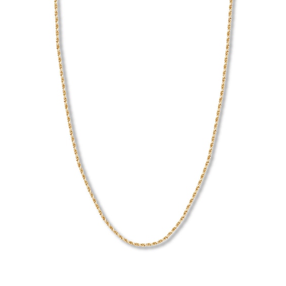 16" Textured Rope Chain Solid 14K Yellow Gold