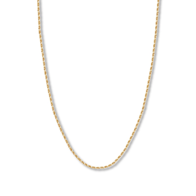 Main Image 1 of 16&quot; Textured Rope Chain Solid 14K Yellow Gold