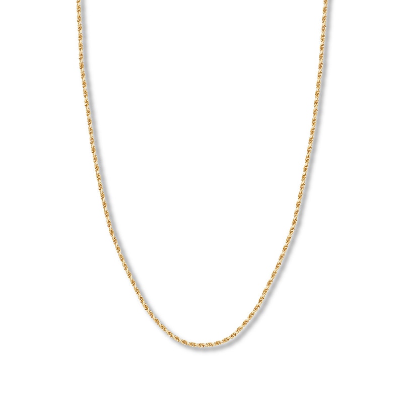 Main Image 1 of 18&quot; Textured Rope Chain Solid 14K Yellow Gold
