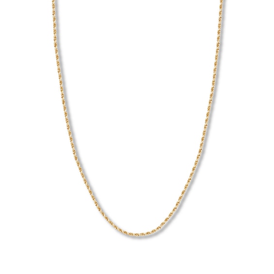 24" Textured Rope Chain Solid 14K Yellow Gold