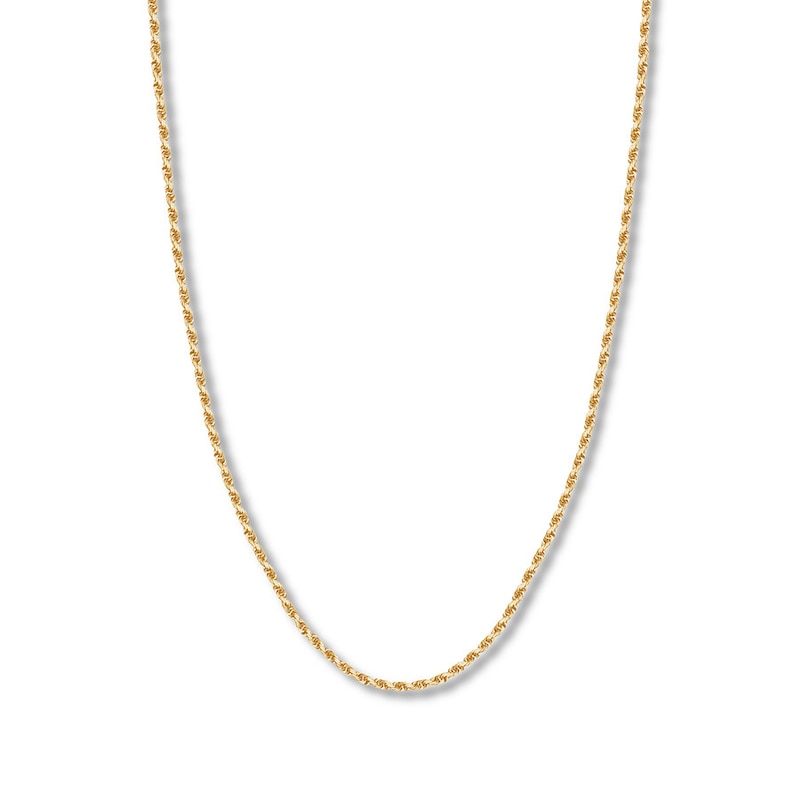 Main Image 1 of 18&quot; Textured Rope Chain Solid 14K Yellow Gold