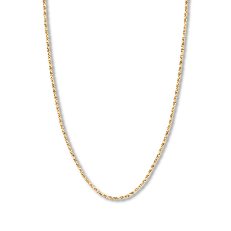 Main Image 1 of 20&quot; Textured Rope Chain Solid 14K Yellow Gold