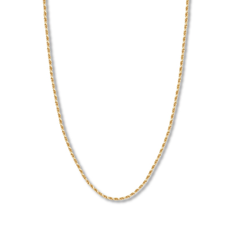 Main Image 1 of 22&quot; Textured Rope Chain Solid 14K Yellow Gold