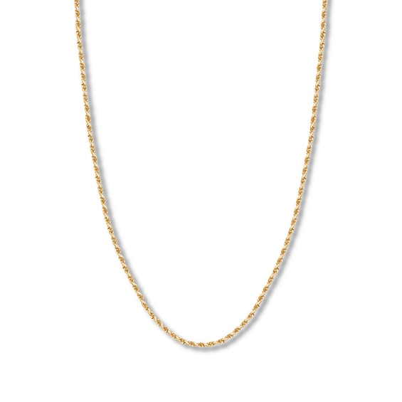 24" Textured Rope Chain Solid 14K Yellow Gold