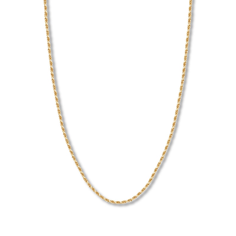 Main Image 1 of 24&quot; Textured Rope Chain Solid 14K Yellow Gold