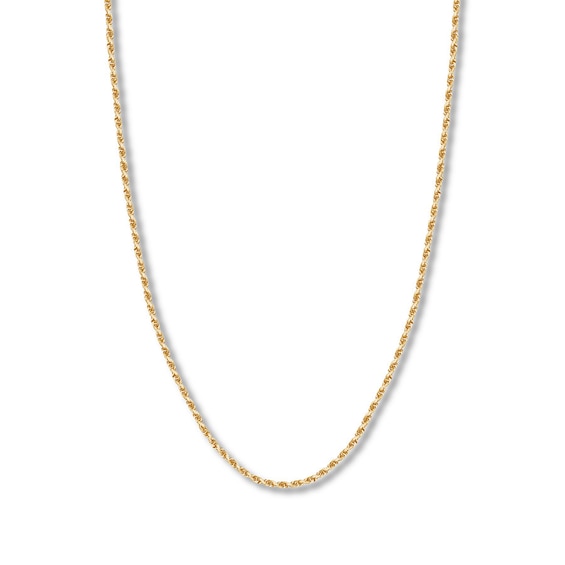30" Textured Rope Chain Solid 14K Yellow Gold