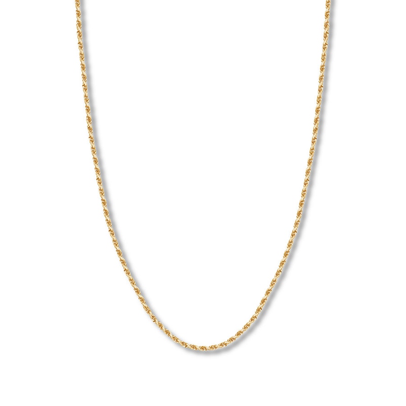 Main Image 1 of 30&quot; Textured Rope Chain Solid 14K Yellow Gold