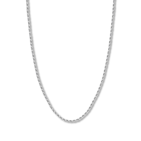 20" Textured Rope Chain Solid 14K White Gold