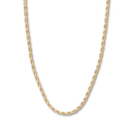 24" Textured Rope Chain Solid 14K Yellow Gold