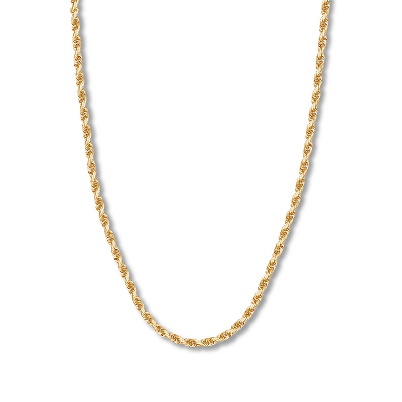 Main Image 1 of 30&quot; Textured Rope Chain Solid 14K Yellow Gold