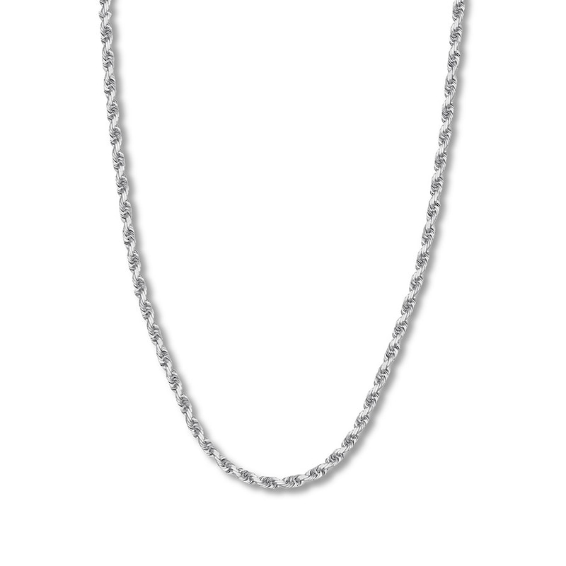22" Textured Solid Rope Chain 14K White Gold with 360