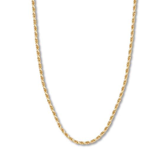 22" Textured Rope Chain Solid 14K Yellow Gold