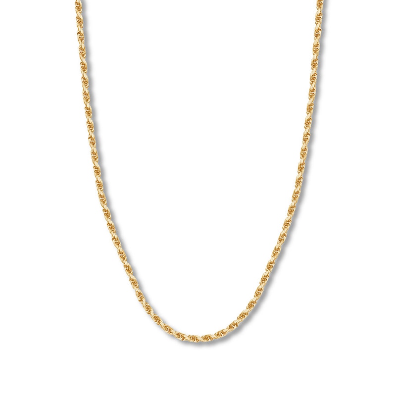 Main Image 1 of 24&quot; Textured Rope Chain Solid 14K Yellow Gold