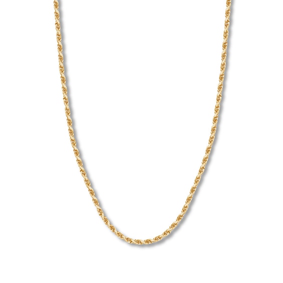 30" Textured Rope Chain Solid 14K Yellow Gold