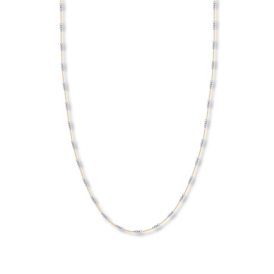 20" Cable Chain Necklace Solid 14K Two-Tone Gold Appx. 1mm