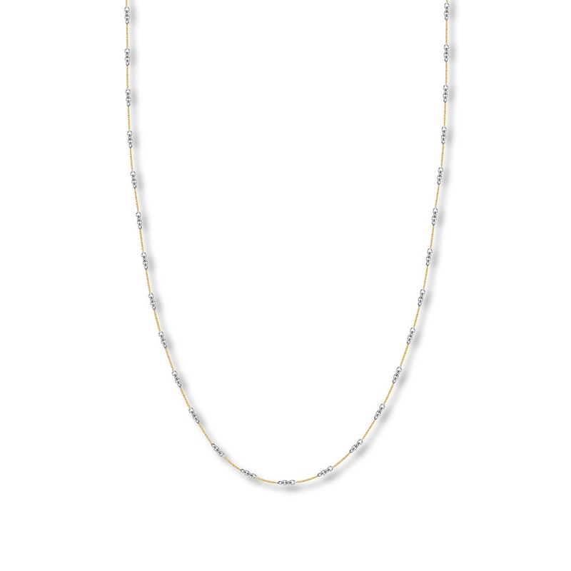 20" Solid Cable Chain Necklace 14K Two-Tone Gold Appx. 1mm
