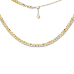 Curb Chain Choker Necklace 14K Yellow Gold 16&quot; Adjustable