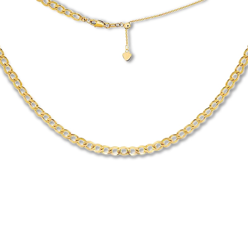 Main Image 1 of Curb Chain Choker Necklace 14K Yellow Gold 16&quot; Adjustable