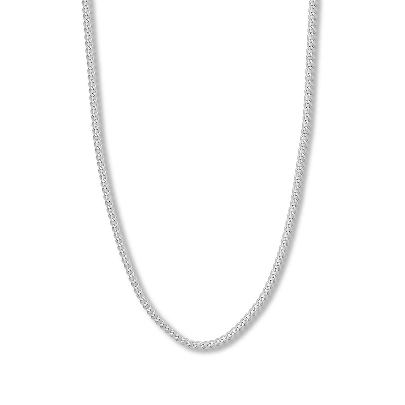 22" Solid Curb Chain 14K White Gold Appx. 4.4mm