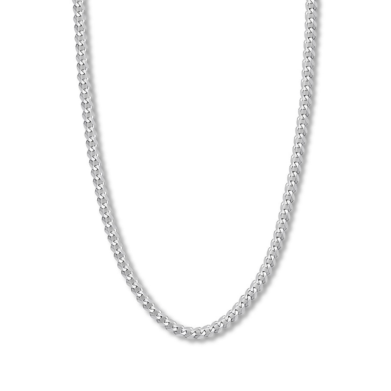 Main Image 1 of 24&quot; Curb Chain Solid 14K White Gold Appx. 6.7mm