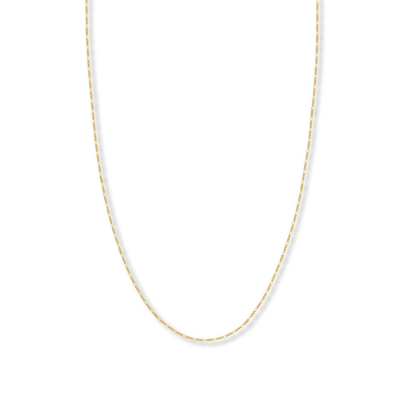 Main Image 1 of 24&quot; Figaro Chain Necklace Solid 14K Yellow Gold Appx. 1.28mm