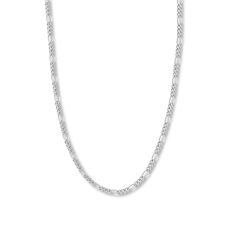 18" Solid Figaro Chain Necklace 14K White Gold Appx. 3.9mm