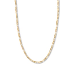 22&quot; Figaro Chain Necklace Solid 14K Yellow Gold Appx. 3.9mm
