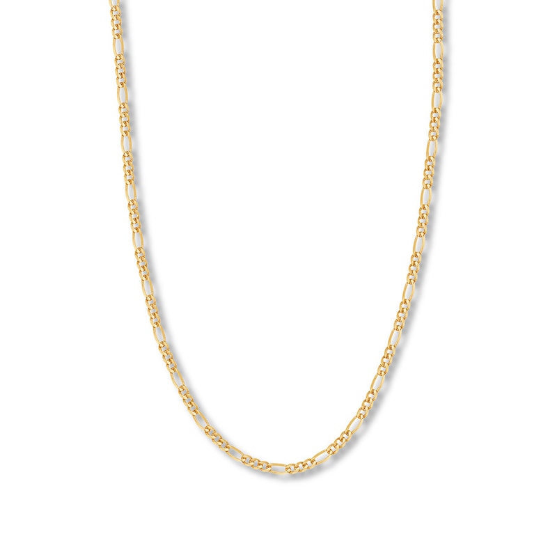 22" Solid Figaro Chain Necklace 14K Yellow Gold Appx. 3.9mm