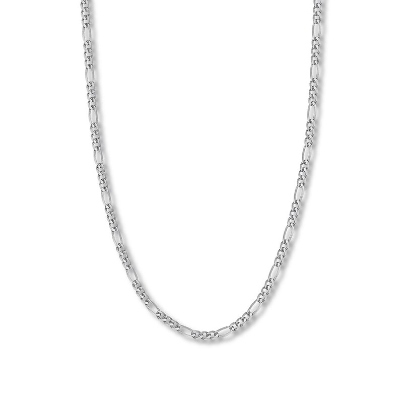 Main Image 1 of 20&quot; Figaro Link Chain Solid 14K White Gold Appx. 4.7mm