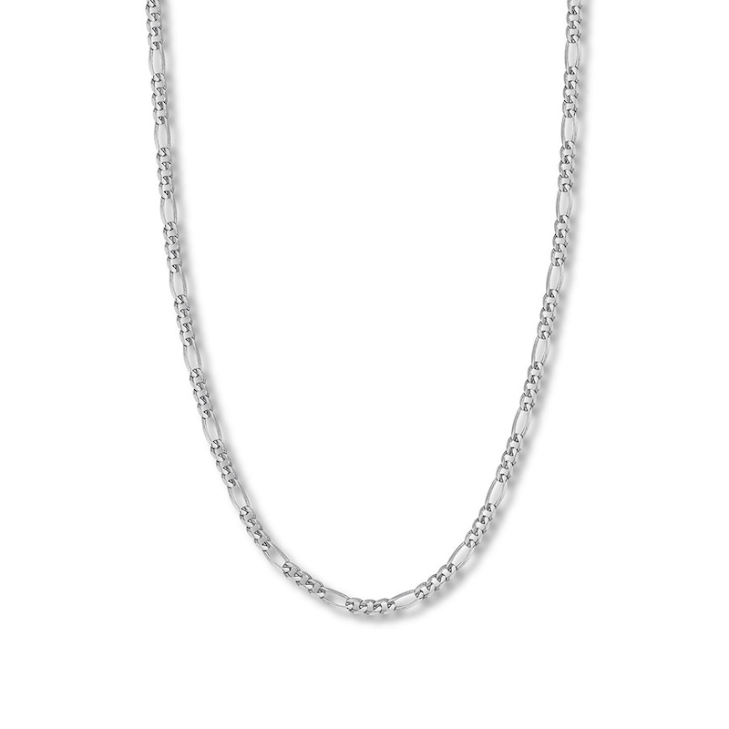 24" Solid Figaro Link Chain 14K White Gold Appx. 4.7mm