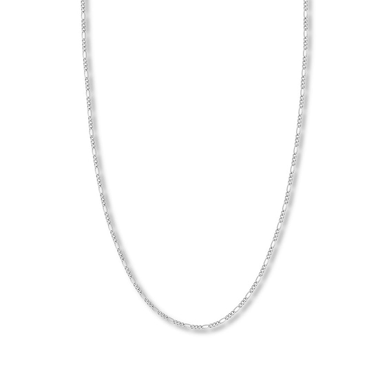 16" Figaro Link Chain Solid 14K White Gold Appx. 2.36mm