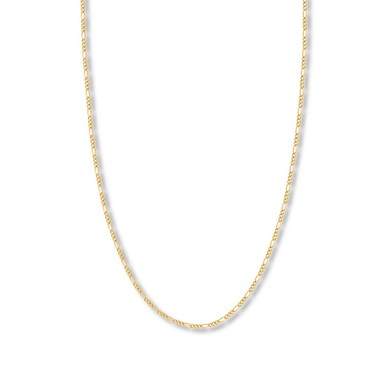 Main Image 1 of 24&quot; Figaro Chain Necklace Solid 14K Yellow Gold Appx. 2.36mm
