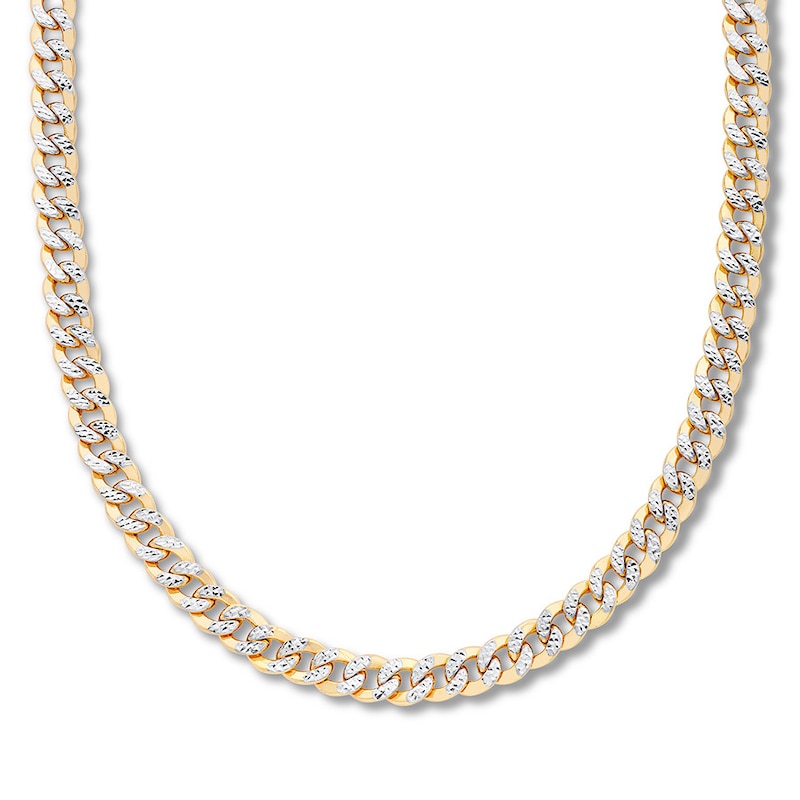 Main Image 1 of Curb Link Necklace Semi-Solid 10K Two-Tone Gold 22"